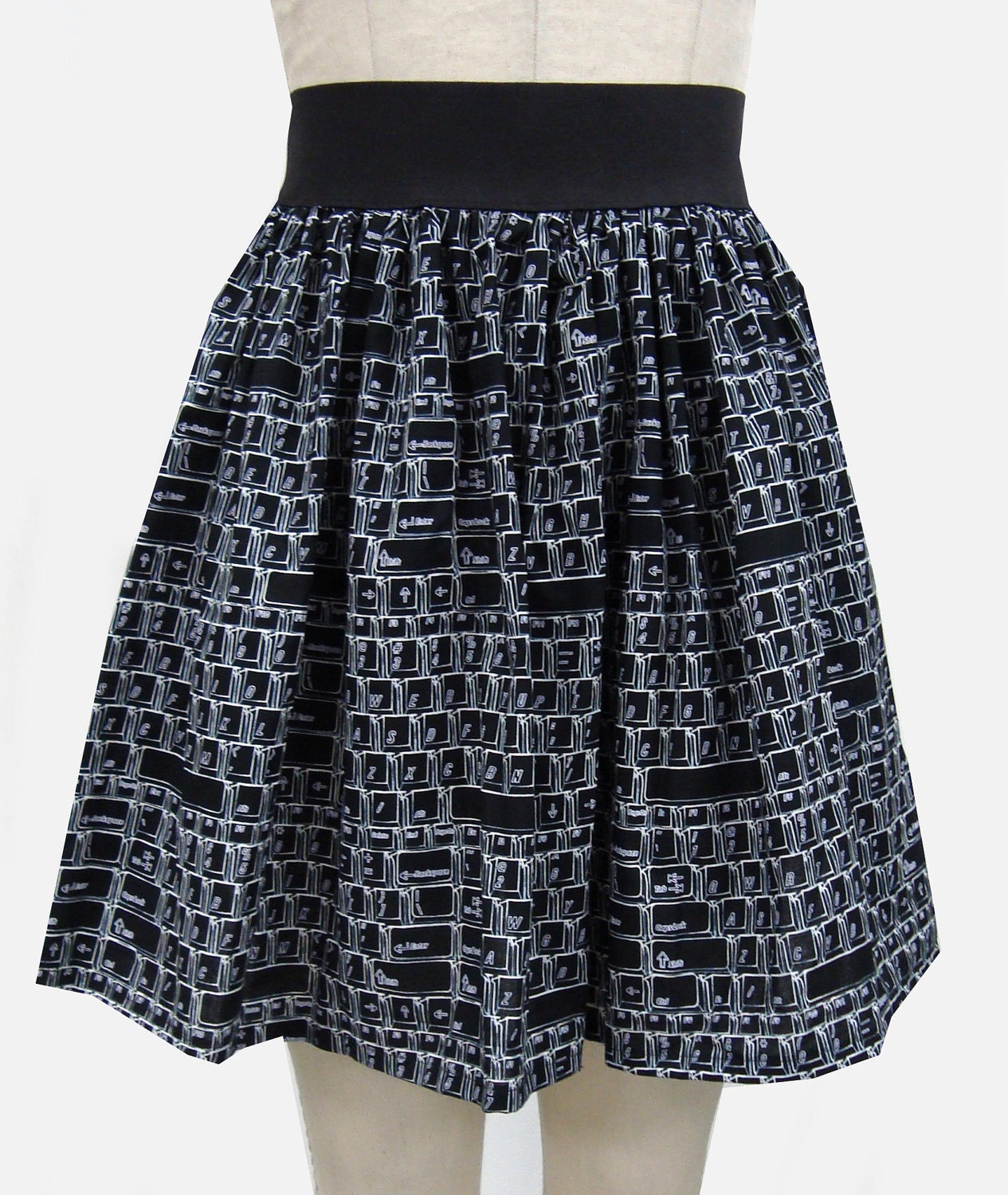 Computer Keyboard Printed Full Skirt -RESERVED FOR MELISSA