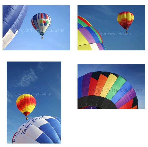 Photo Note Cards, Hot Air Balloons, Set of 4, Fine Art Photography