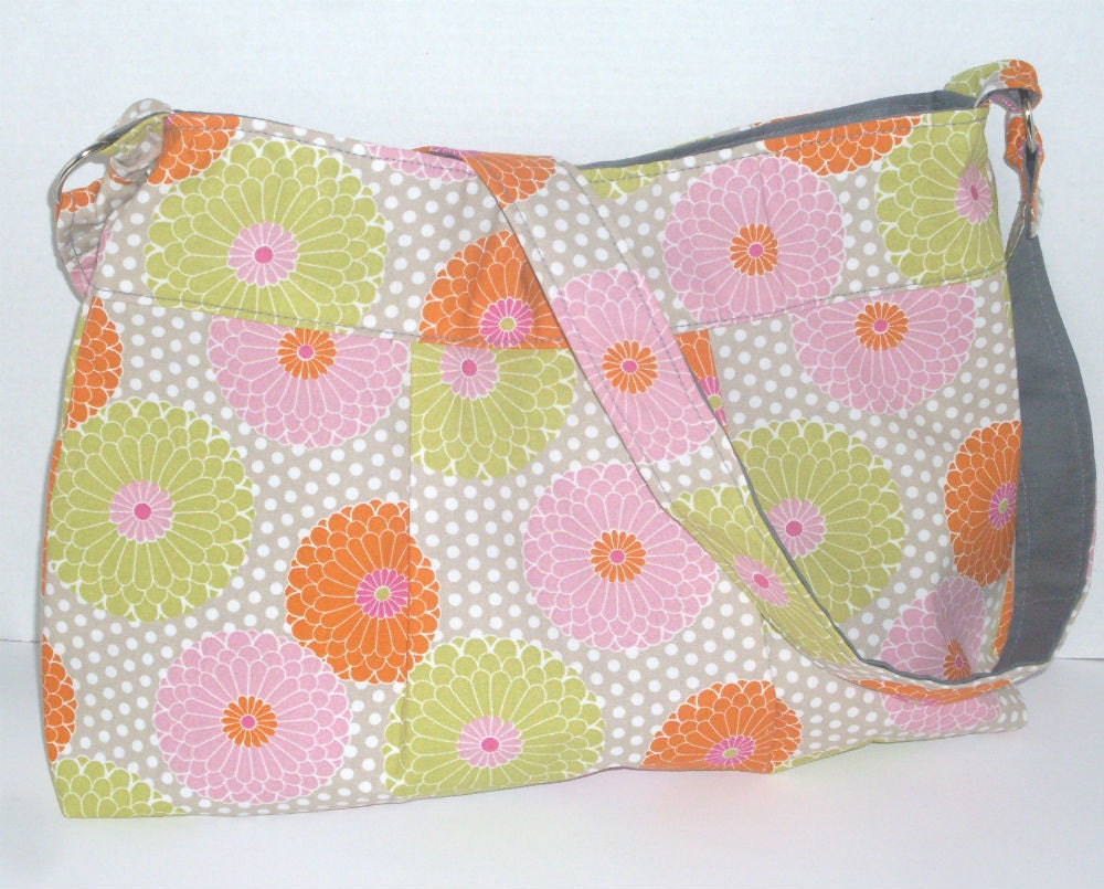 Large Pleated Handbag, in Bright floral print, the 'Lily'