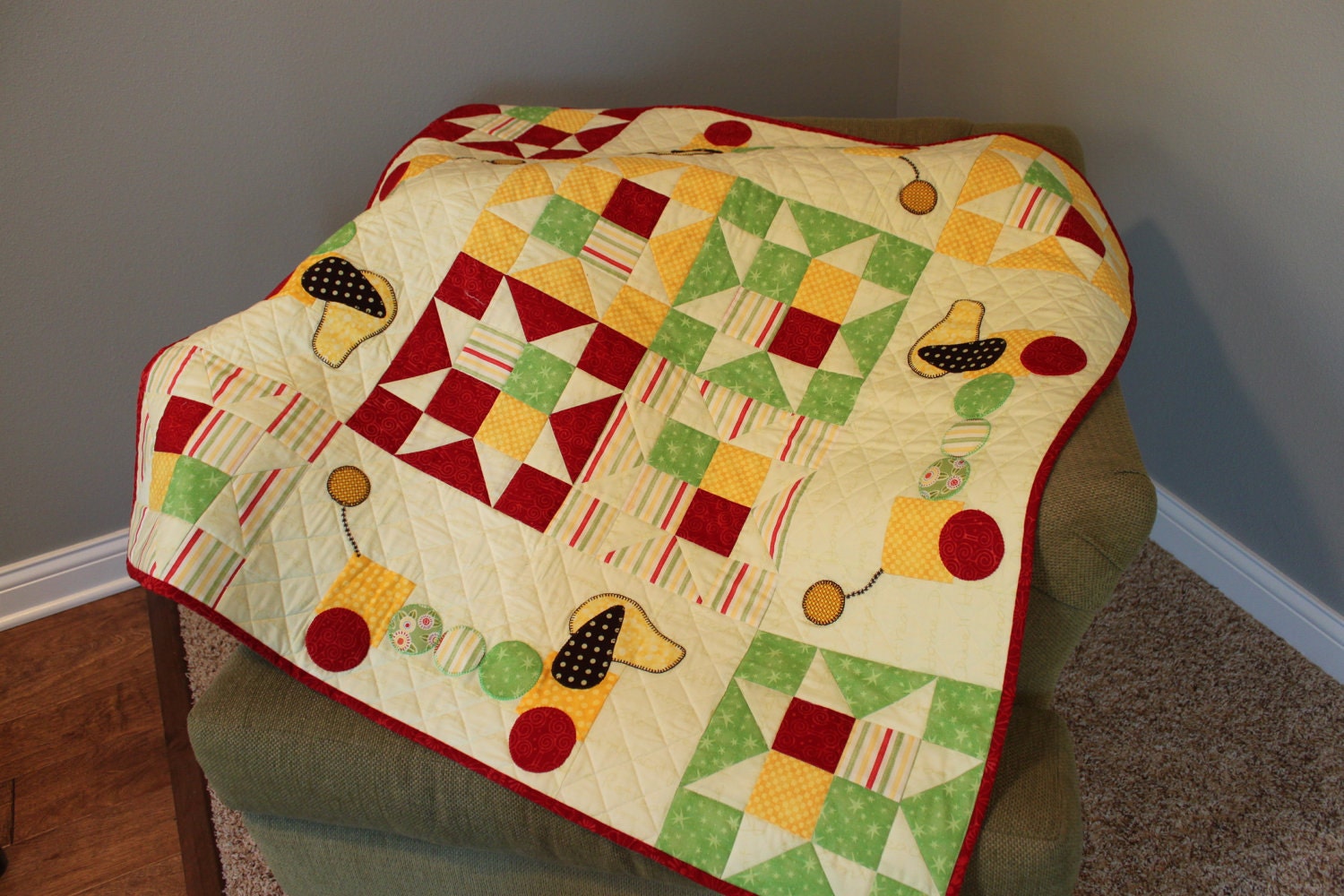 Baby Quilt - Puppy pull along toy