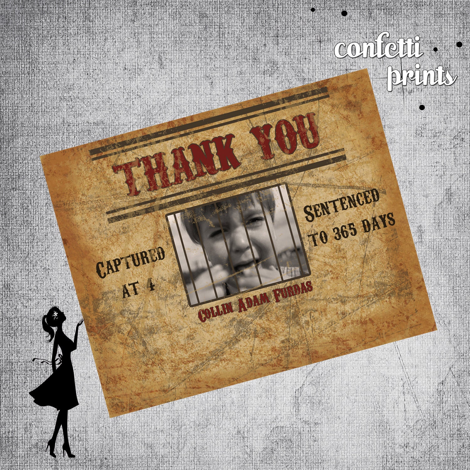 Thank You Card / Photo Card - LITTLE OUTLAW (BOY) Il_570xn