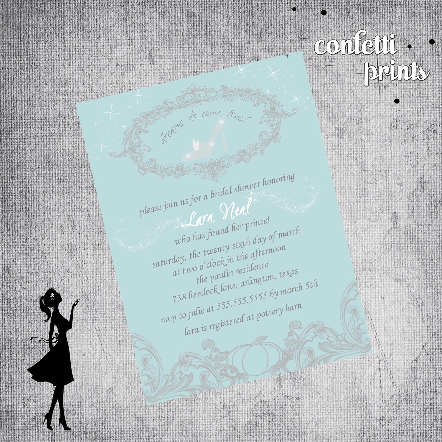 CINDERELLA Bridal Shower Invitation Printable Il_570xn
