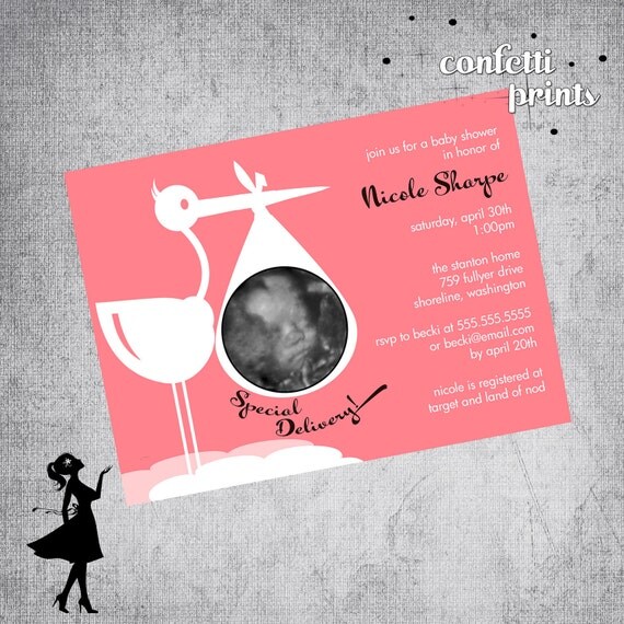 Baby Shower Invitation / Ultrasound Photo Card - SPECIAL DELIVERY Printable Il_570xn