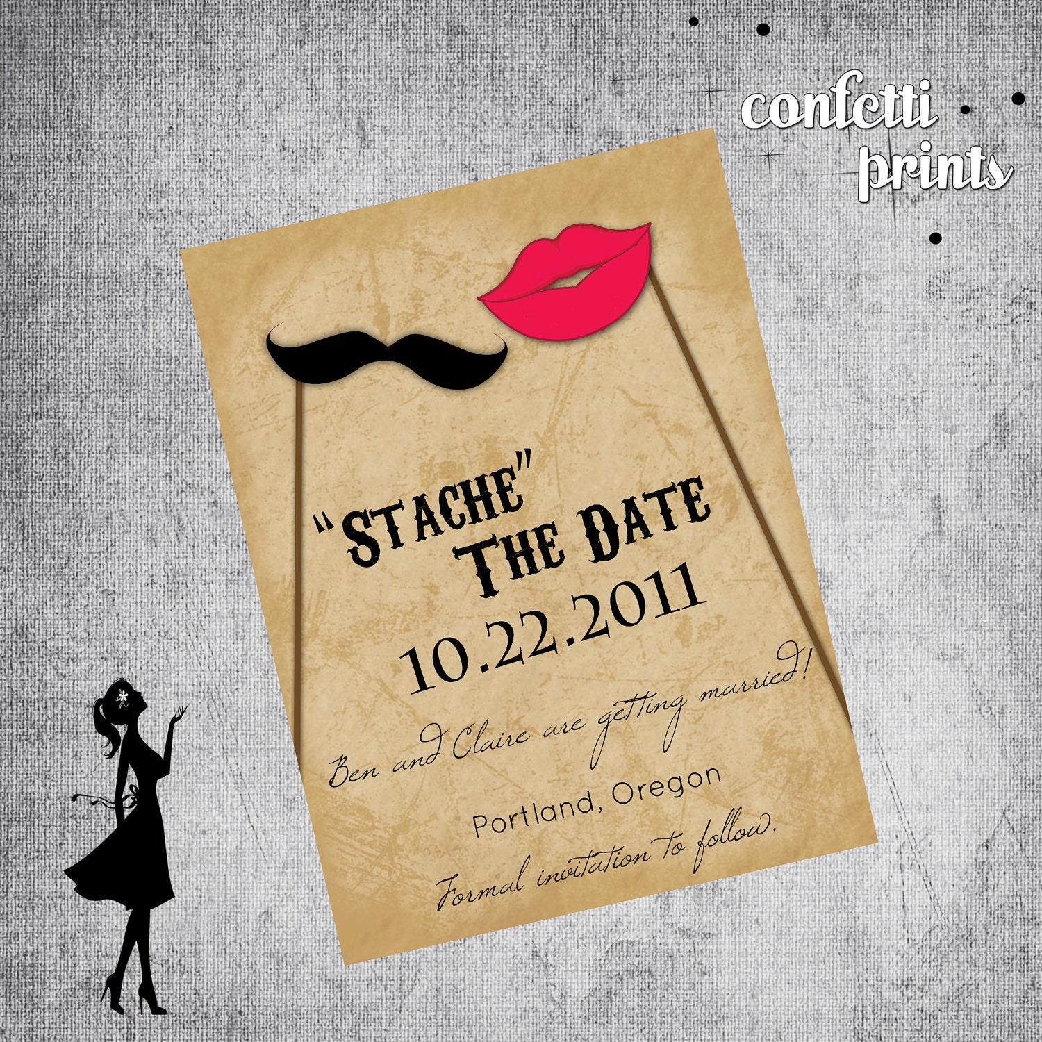 Save The Date Magnet / Postcard - STACHE THE DATE Printable Il_570xn