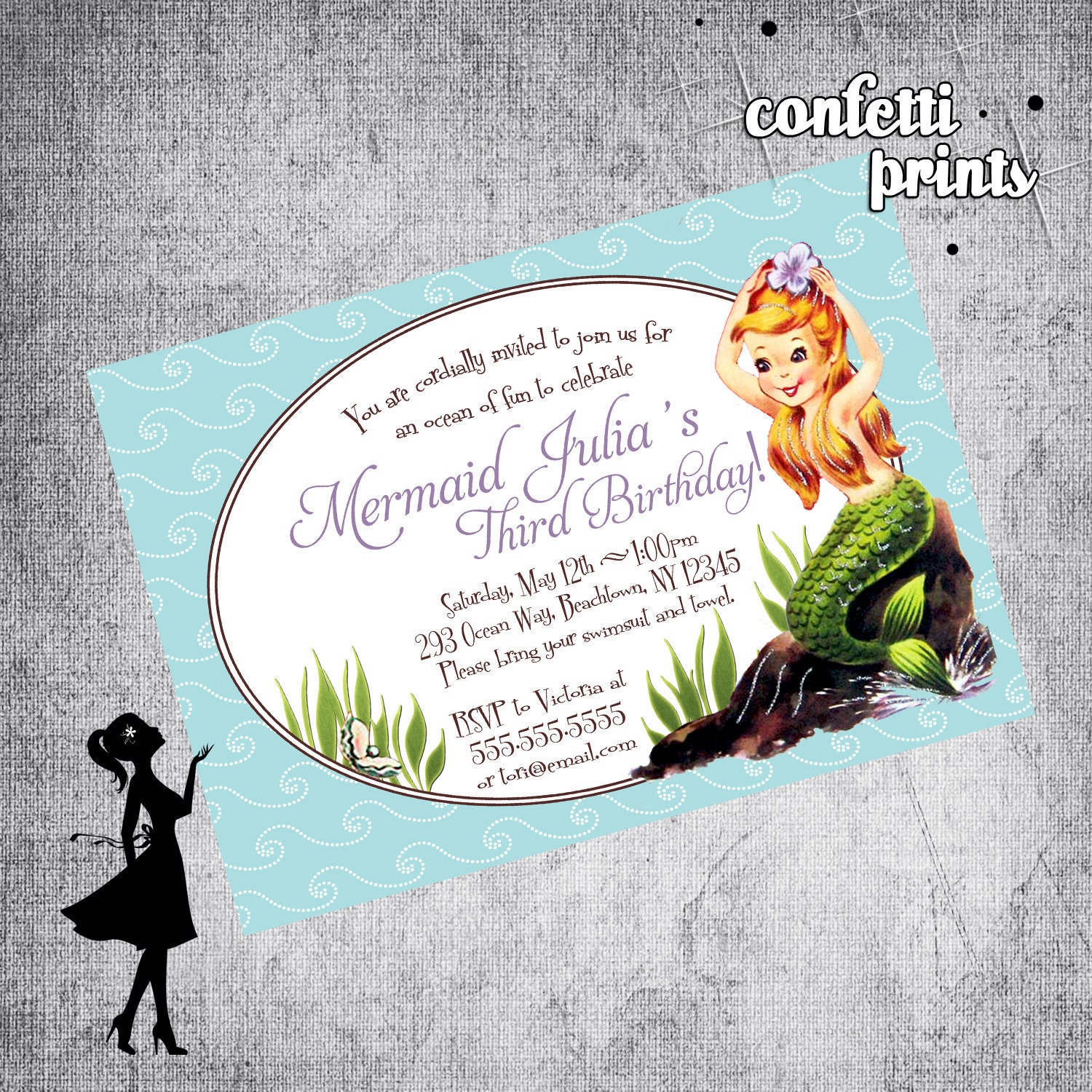 LITTLE MERMAID Birthday Invitation Printable Il_570xn