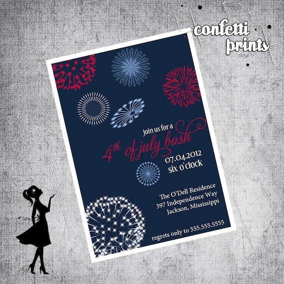 Summer Party Invitation - FIREWORKS Printable Il_570xn