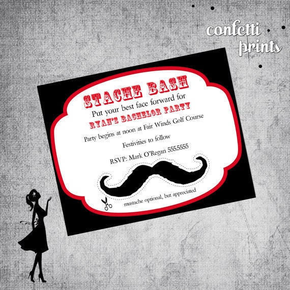 Birthday Invitation - STACHE BASH Printable