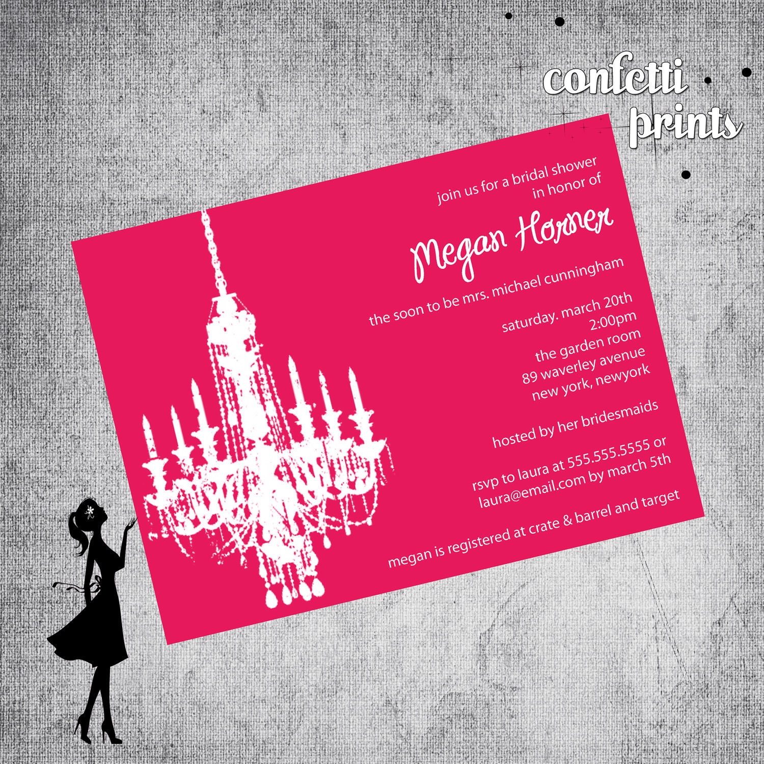 Bridal Shower Invitation - CHIC CHANDELIER Printable