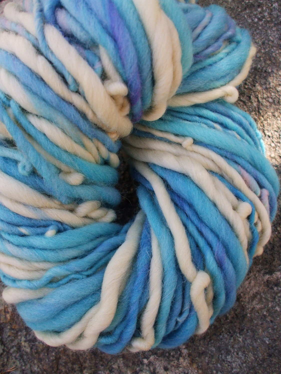 Handspun yarn - handpainted wool - thick and thin - 3.75 oz. - 63 yards