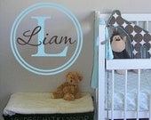 Nursery Vinyl Wall Decal - Custom Circle Monogram - Children and Teen Vinyl Wall Art  - Vinyl Lettering