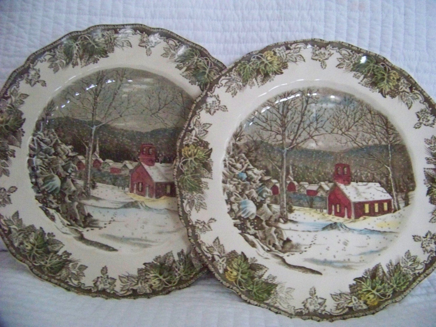 One Plate Left of the Two - Vintage, The Schoolhouse 9 Inch Friendly Village Dinner Plate, Collectible Dinner Plates