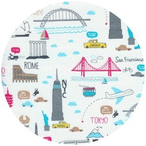 DSLR Camera Strap Cover in Travel the World fabric w/ Lens Cap Pocket READY to SHIP