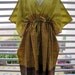 Olive green kaftan with blue and red border at the bottom - perfect as a beach cover-up, loungewear, resort wear