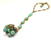 Fabulous ring bracelet, made with turquoise czech glass, picasso beads, antique brass