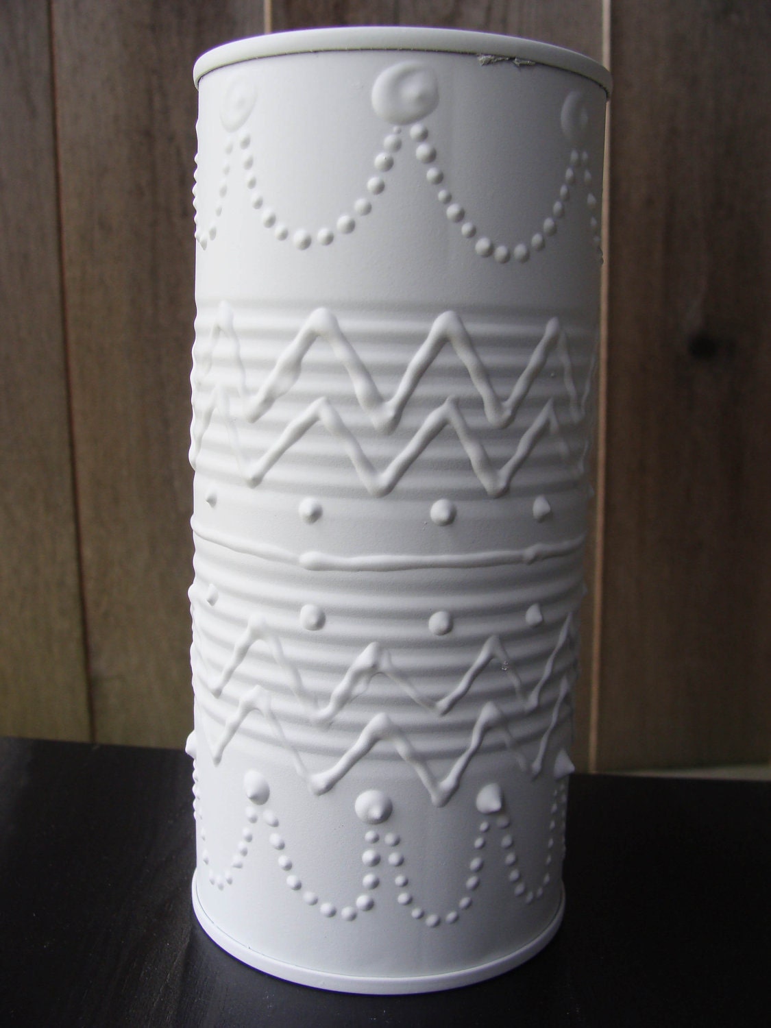 2 Upcycled Containers - White Faux Porcelain Pottery