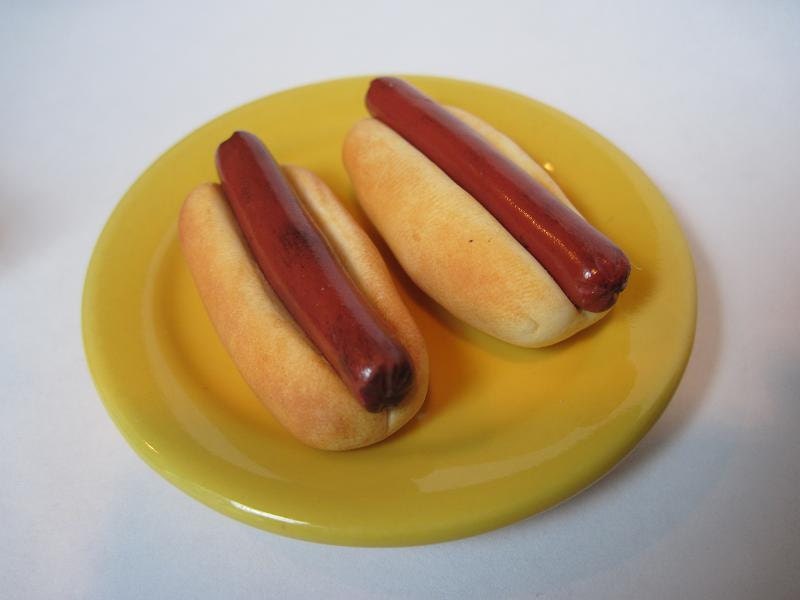 Two Hot Dogs for American Girl 18" Dolls Polymer Clay Doll Food