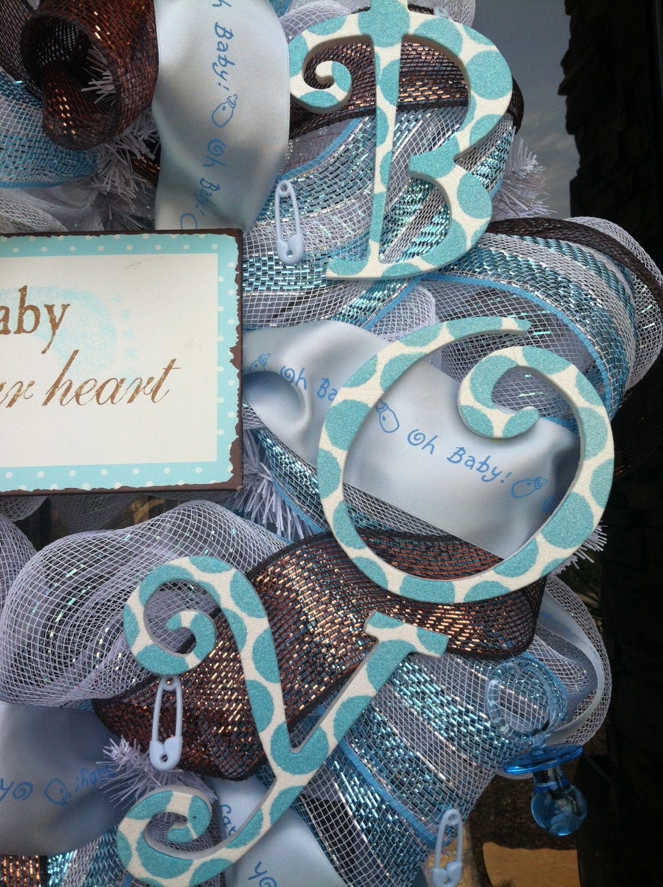 Baby Boy deco mesh Wreath