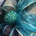 CLEARANCE Turquoise Peacock Winter deco mesh Wreath