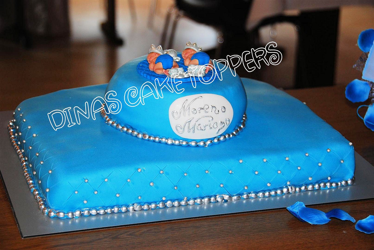 Twins Boy Prince Baby Shower First Birthday FONDANT  BOY Cake Topper Baptism Christening