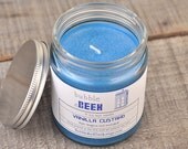 Tardis Blue Soy Candle - Vanilla Custard - 8 oz. jar - Fish fingers not included - Doctor Who
