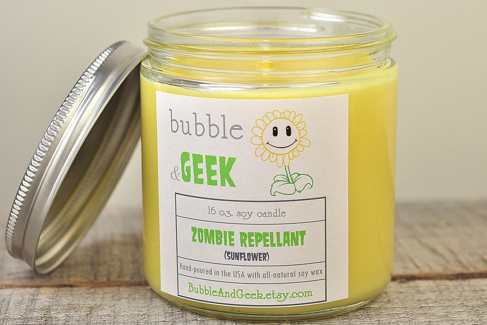 Zombie Repellant Soy Candle - 16 oz. jar - Sunflower scented