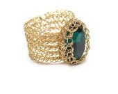 Emerald green ring, gold filled  wire, oval crystal - SigalsDesigns