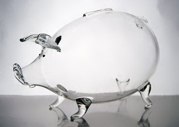 Big Glass Piggy Bank Vintage Style
