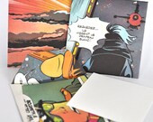 Recycled comic envelopes with blank cards, handmade set of 3