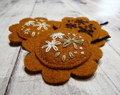 Embroidered felt  bobby pin wool hair pin girls bobby pink kids hair accessory