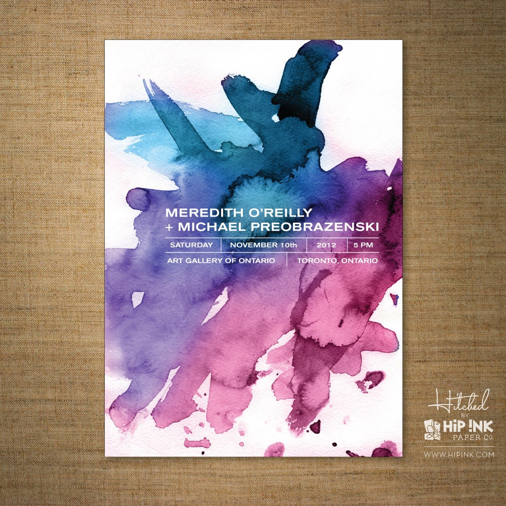 GALLERY - Modern Purple and Blue Watercolor Wedding Invitation (DEPOSIT)