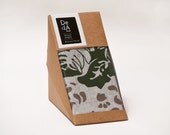 Natural Tea Towel - blue and gray coral