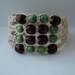 Macrame Bracelet, Cuff, Statement, Fibre Bracelet, Boho Jewelry, Green Brown Beige, Beaded, Wooden Beads, OOAK