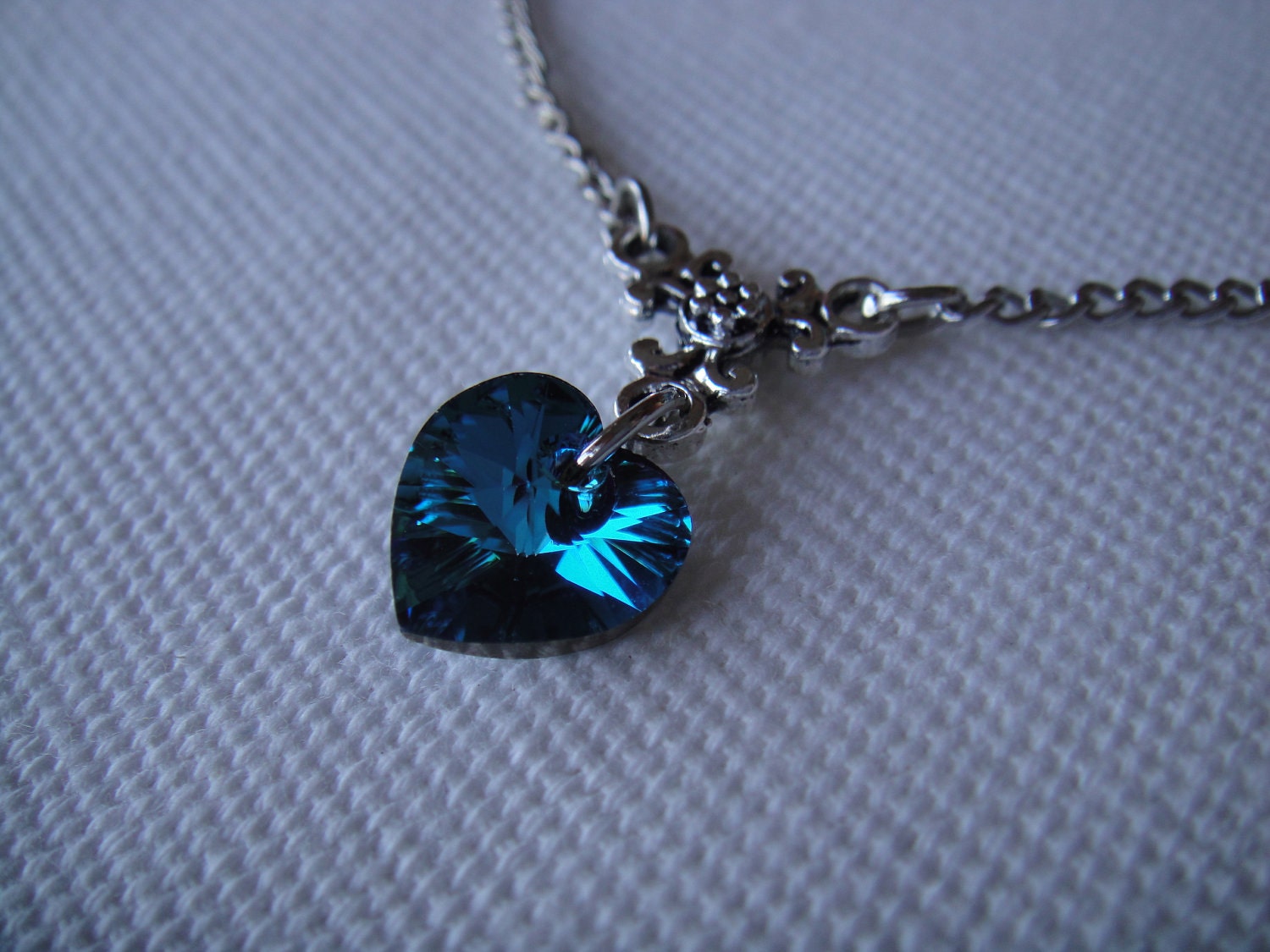 Silver Chain Anklet with Swarovski crystal heart pendant