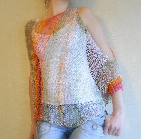 SALE 50% / Multicolor Summer Shrug / Beach Cover Up /  Women's Clothing /Summer Shawl / Women Clothing  / Summer Poncho / XS - M