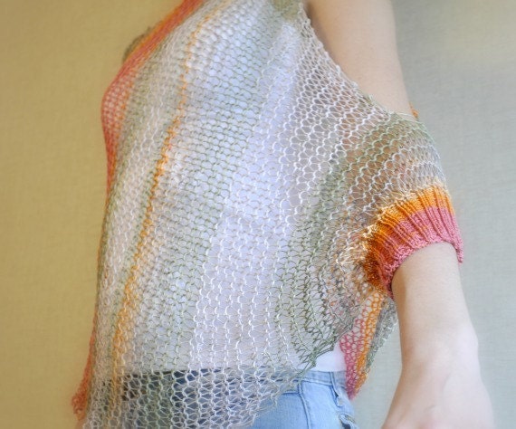 SALE 50% / Multicolor Summer Shrug / Beach Cover Up /  Women's Clothing /Summer Shawl / Women Clothing  / Summer Poncho / XS - M