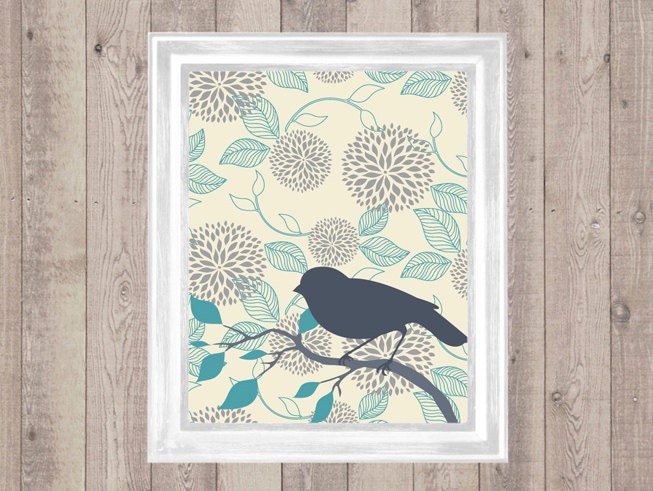Bird & Flower Digital Printable Wall Art Print 8"x10" (Jpeg File) - INSTANT DOWNLOAD - V111