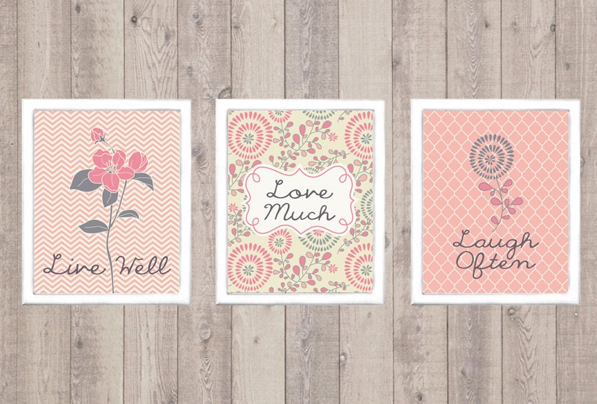 Live, Love, Laugh Digital Printable Wall Art Print 8"x10" Set (Jpeg Files) - INSTANT DOWNLOAD - V146