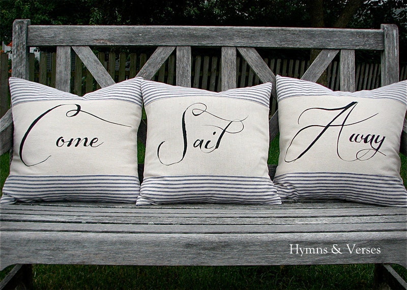 Come Sail Away - Nautical Pillow Cover Set with Rope Detail