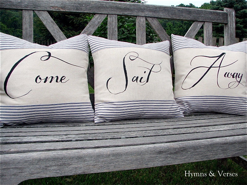 Come Sail Away Nautical Pillow Cover Set with by hymnsandverses
