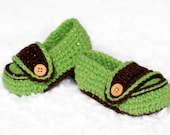 Crochet Baby Loafers // Lime Green and Sparkly Brown //  6 to 9 months