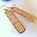 Hammered Gold Rectangle Earrings Wire Wrapped Crystal Handmade Jewelry