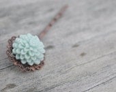Chrysanthemum Hair Pin - Green-Blue