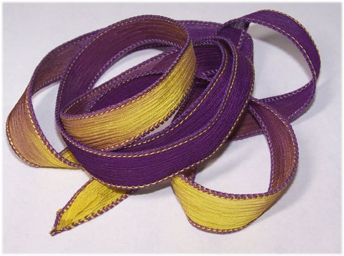 Wrist Wrap Silk Ribbon Garden Pansies Hand Painted Silk Ribbon