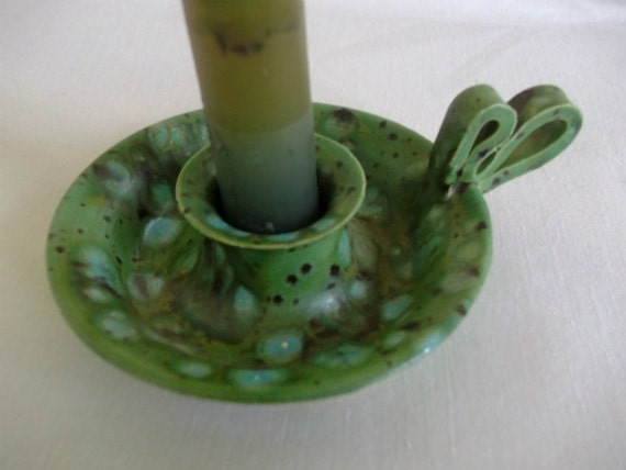 Green Candle Holder for a Taper Candle