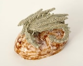 Green Ceramic sculpted Dragon Figurine