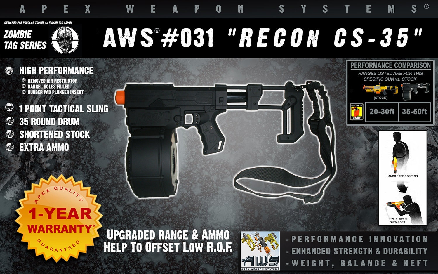 Zombie Tag Modified NERF Recon, 031 "Recon-CS35"