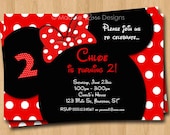Minnie Mouse Invitation - Red or Pink Birthday Party Printable Invite - You-Print Custom Personalized Digital Photo Card 4x6 or 5x7