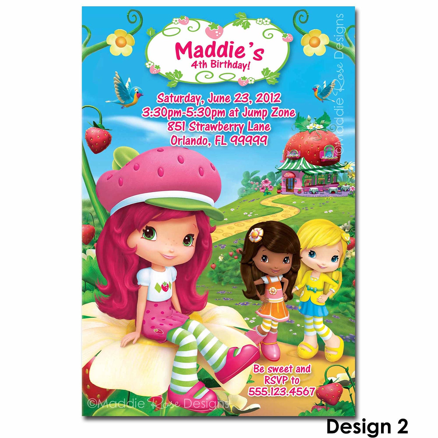 Strawberry Shortcake Invitation Printable, Birthday Party You-Print Custom Personalized Digital Photo Card Invites 4x6 or 5x7