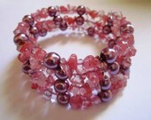 Rose Quartz and Pearl Cuff Bracelet