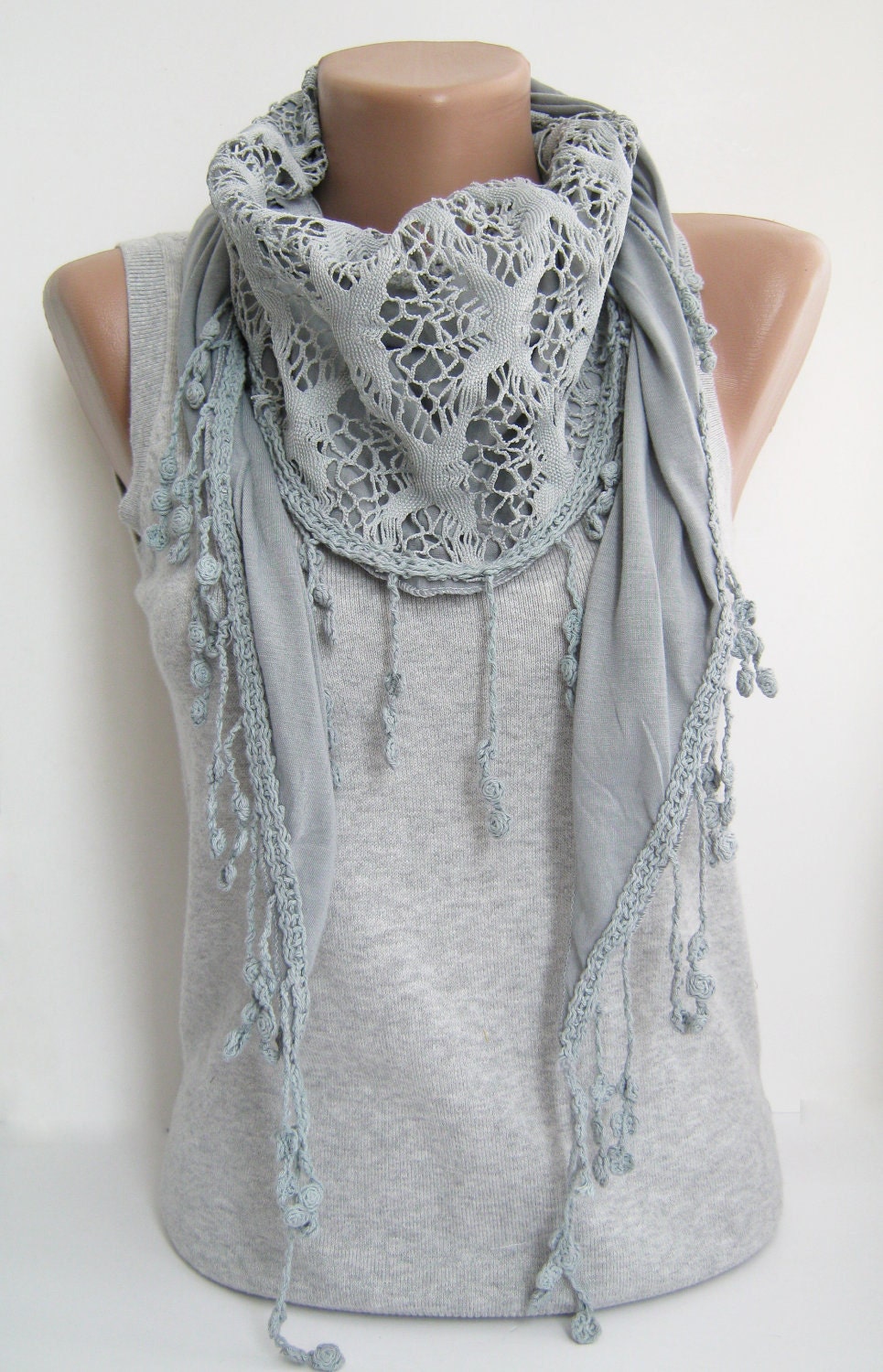 Light gray scarf,summer shawl